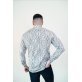 Koszula męska Slim CDR84 - 3D biała w abstrakcyjny wzór