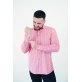 Koszula męska Slim CDR90 - 3D biała w różowy wzór (pasley)