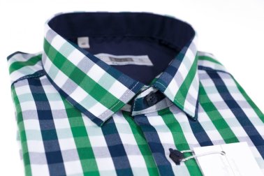 Koszula z długim rękawem Slim Fit/Slim Line - w zielono-granatowo-białą kratkę