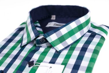 Koszula z długim rękawem Slim Fit/Slim Line - w zielono-granatowo-białą kratkę