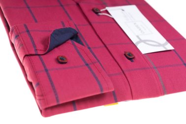 Koszula z długim rękawem Slim Fit/Slim Line - w czerwono-granatowo-szarą kratę