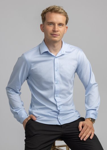Koszula z długim rękawem Slim Line - niebieska