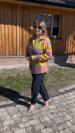 Koszula Damska oversize w kolorową kratę