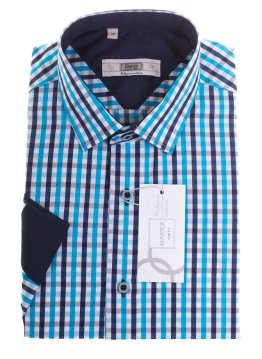 Koszula z długim rękawem Slim Fit/Slim Line - w turkusowo-granatowo-białą kratkę