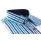 Koszula z długim rękawem Slim Fit/Slim Line - w turkusowo-granatowo-białą kratkę