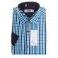 Koszula z długim rękawem Slim Fit/Slim Line - w turkusowo-granatowo-białą kratkę