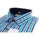 Koszula z długim rękawem Slim Fit/Slim Line - w turkusowo-granatowo-białą kratkę