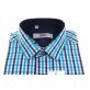 Koszula z długim rękawem Slim Fit/Slim Line - w turkusowo-granatowo-białą kratkę